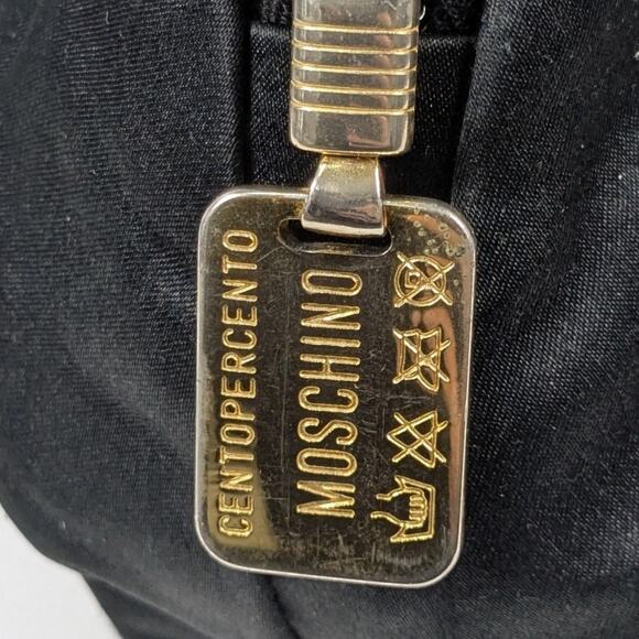 Authentic 90s Vintage Moschino Redwall 40970 Black and Gold Zip Pouch Bag *READ - Picture 7 of 15